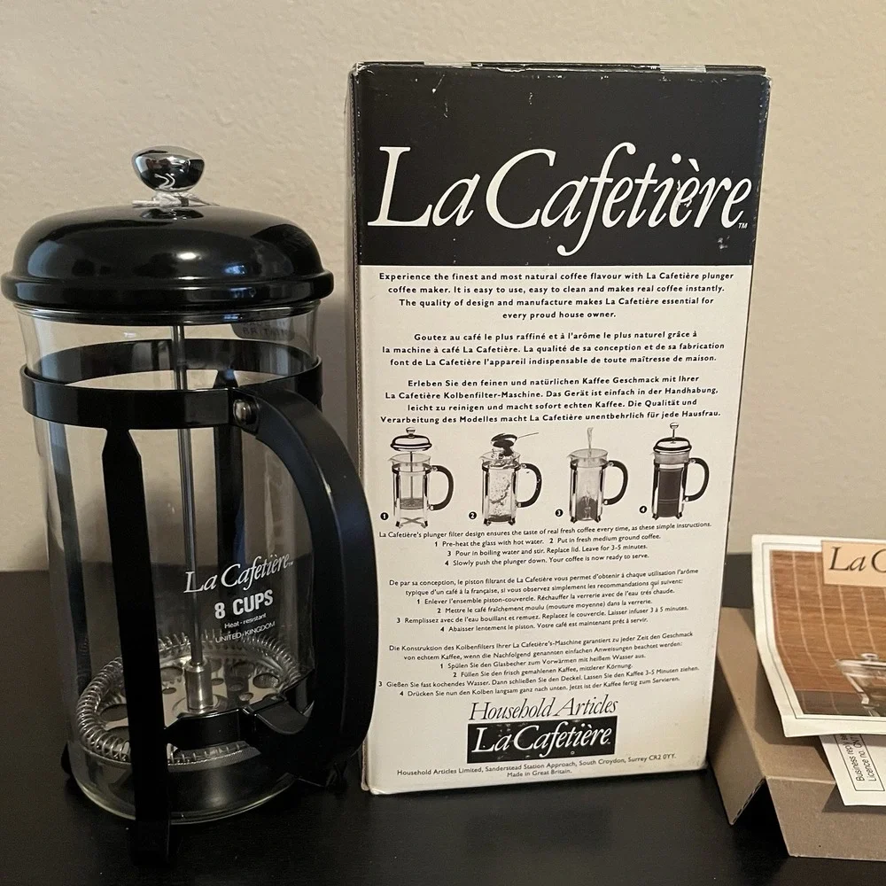 VTG La Cafetière 8 Cup French Press The‎ Original Black Enamel Finish